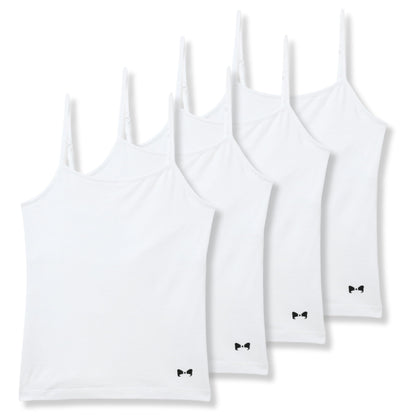 Lil Berry Premium Girls Slip (Pack of 4) | LB03 Ultra-Soft Girls' Super Combed Cotton & Lycra Bustier Girls Camisole | Stretchable & Comfortable | Girls Innerwear | Girls Uniform Innerwear