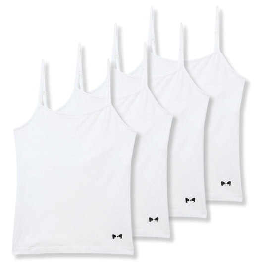 Lil Berry Premium Girls Slip (Pack of 4) | LB03 Ultra-Soft Girls' Super Combed Cotton & Lycra Bustier Girls Camisole | Stretchable & Comfortable | Girls Innerwear | Girls Uniform Innerwear