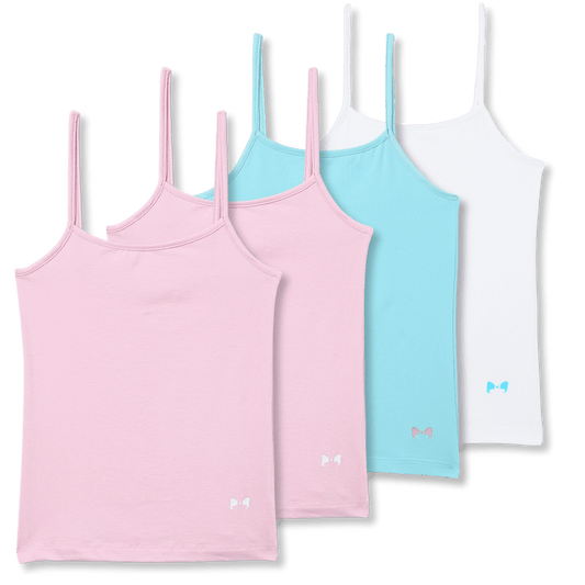 Girl's Slip (Pack of 4) | LB01 Ultra-Soft Stretchable Girls' Super Combed Cotton & Lycra Girl's Slip | Everyday School Wear | Girls Inners